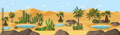 Obraz na płótnie Desert oasis with palms nature landscape scene
