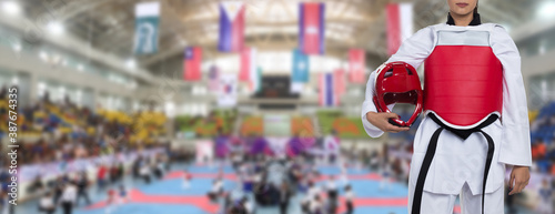Banner sign World tournament sport competition of Taekwondo Karate gear