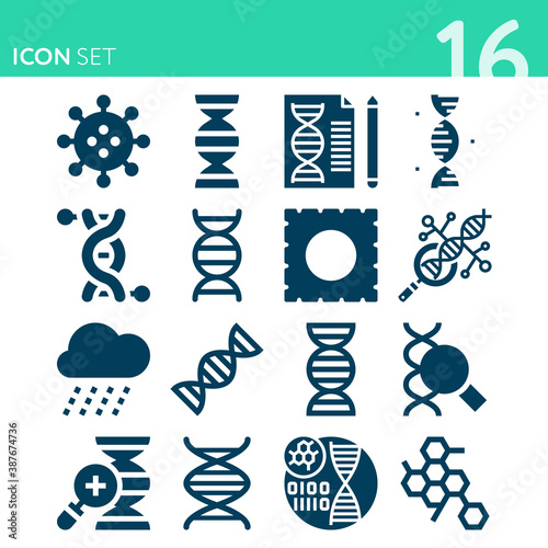 Simple set of 16 icons related to centered