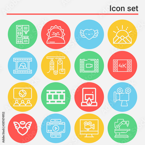 16 pack of hollywood  lineal web icons set