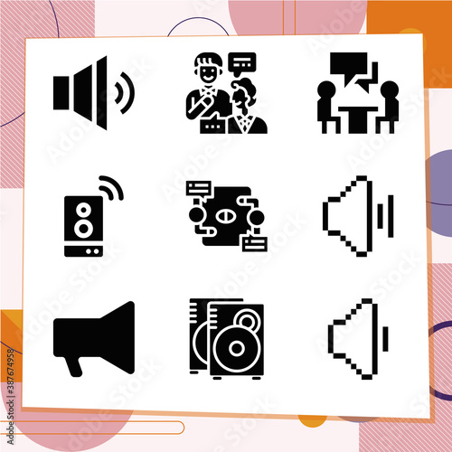 Simple set of 9 icons related to seminar