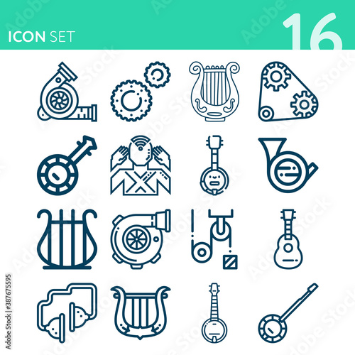 Simple set of 16 icons related to psychic