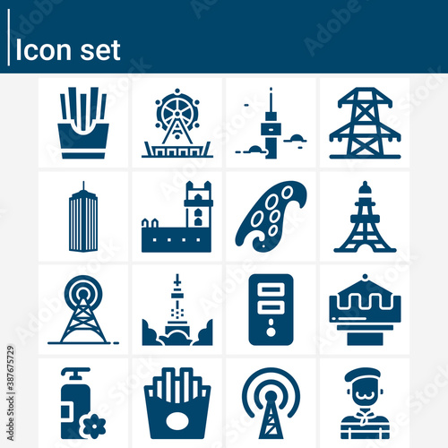Simple set of paris related filled icons.