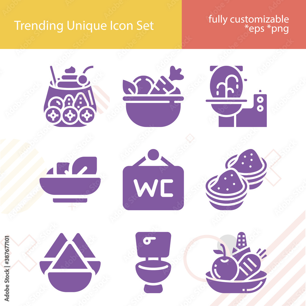 Simple set of dressing related filled icons.
