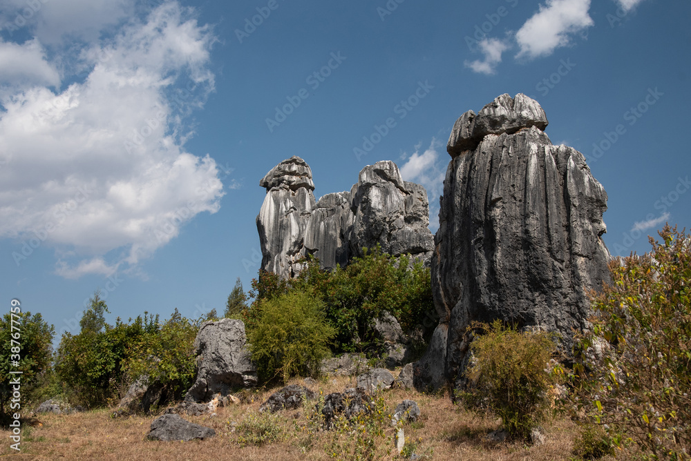 February 2019, Kuniming, Yunnan Stone Forest Geological Park, Shilin County. The Kunming Stone Forest, Shilin in Chinese, is a spectacular set of limestone groups and the representative of the karst