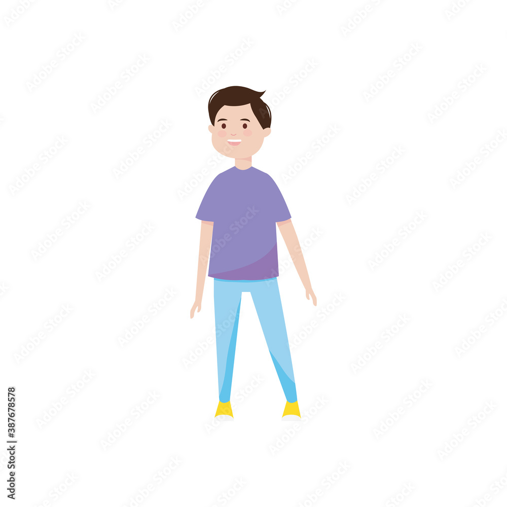 cartoon man standing wearing casual clothes, flat style