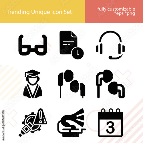 Simple set of reader related filled icons.