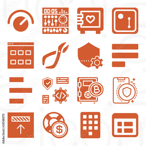 16 pack of combination  filled web icons set