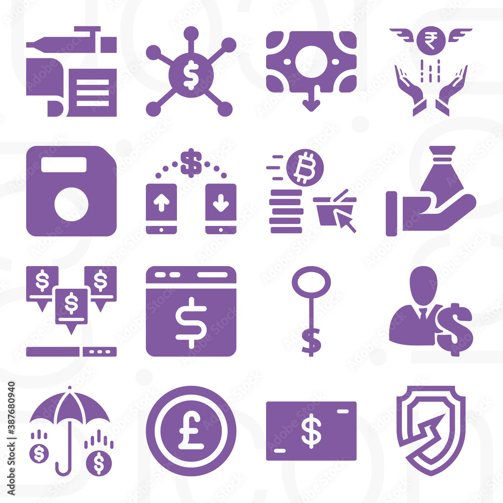 16 pack of savings filled web icons set 16 pack of savings filled web icons set