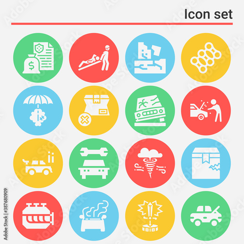 16 pack of repaired  filled web icons set