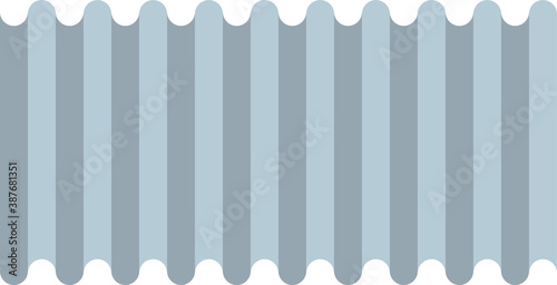 Corrugated metal fence isolated on a white background. Metallic gray corrugated board. Flat infographics. Vector illustration.