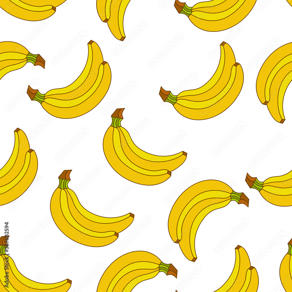 Banana seamless pattern design. Banana fruit pattern background. Fruit seamless pattern isolated.