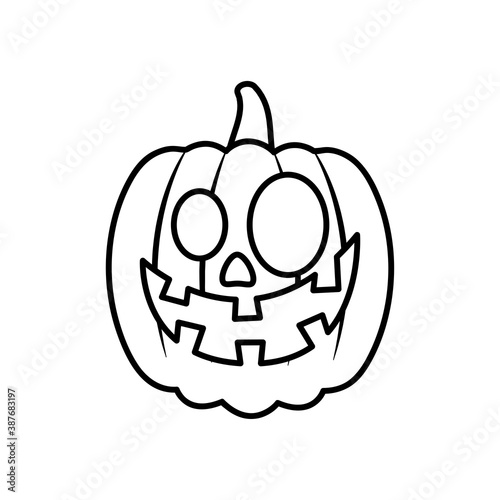 cartoon halloween pumpkin icon, line style