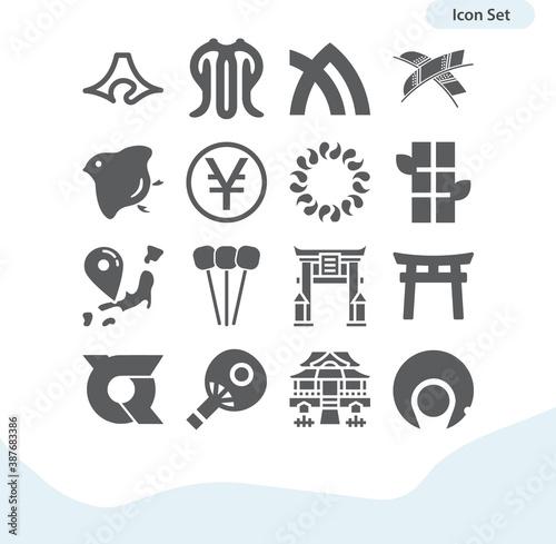 Simple set of pacific ocean related filled icons.