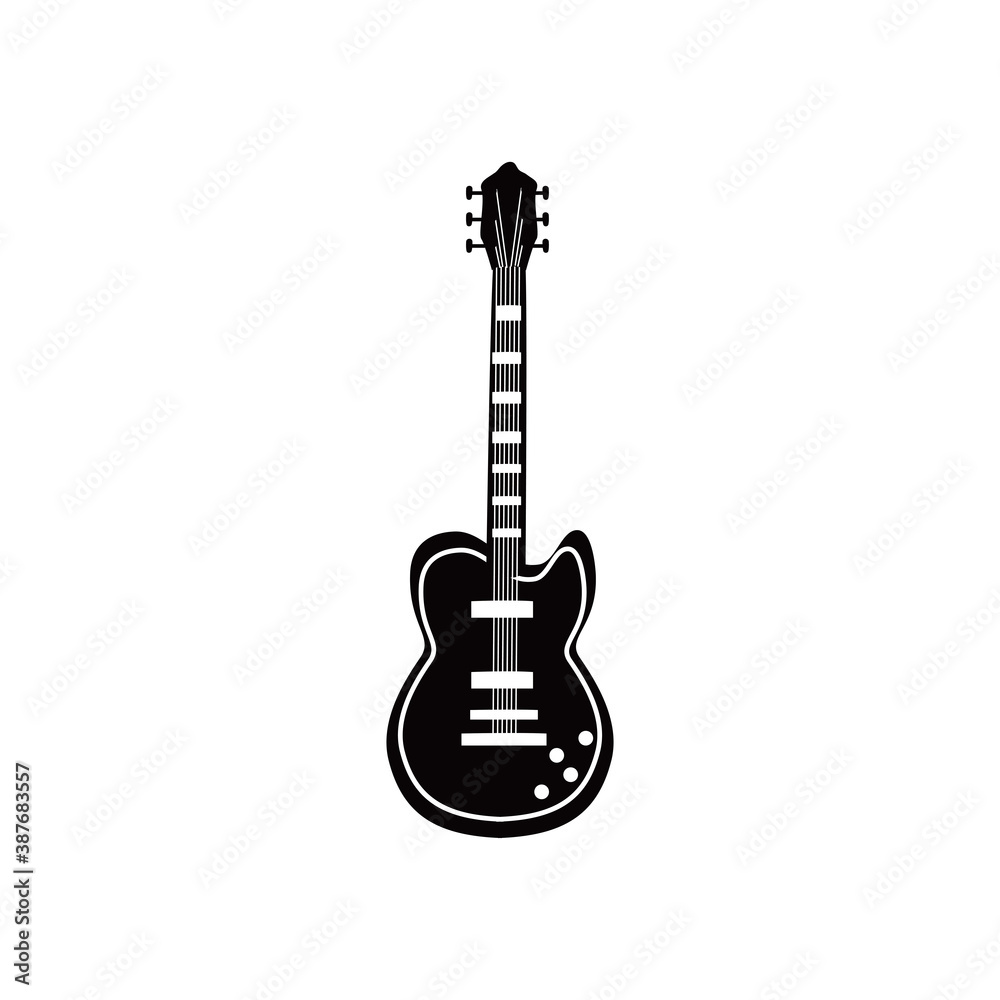 guitar electric instrument black and white style icon vector design