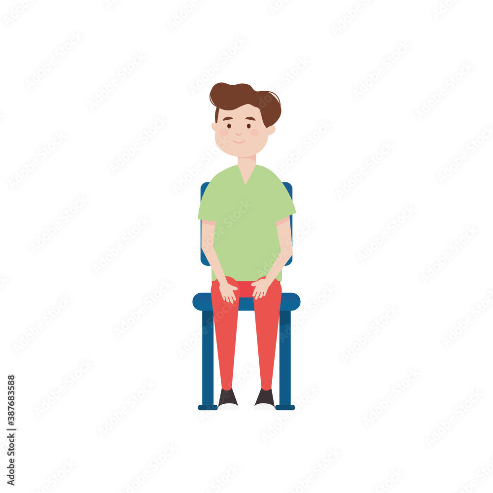 cartoon man sitting on a chair, flat style