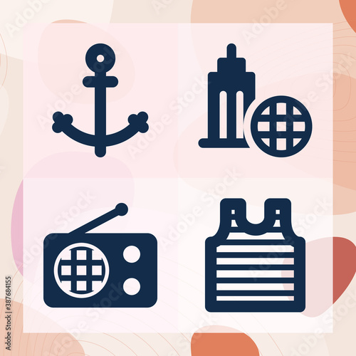Simple set of anchor related filled icons