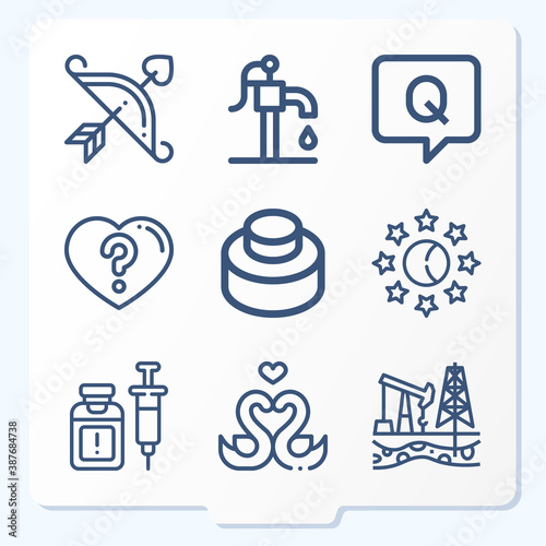 Simple set of 9 icons related to pump