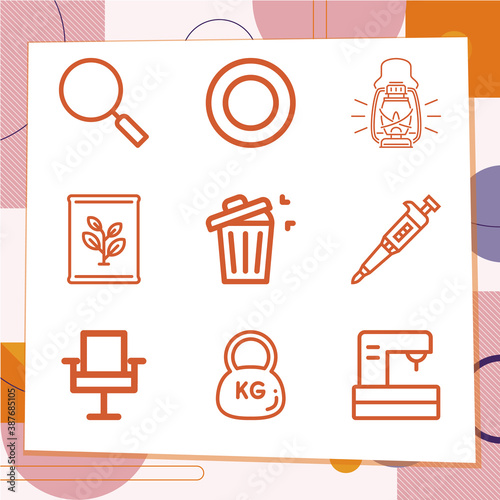 Simple set of 9 icons related to classroom project