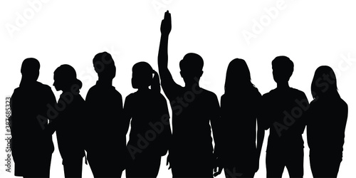 People political protest with three fingers salute silhouette vector.