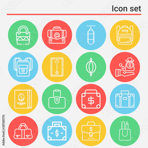 16 pack of metallic element lineal web icons set