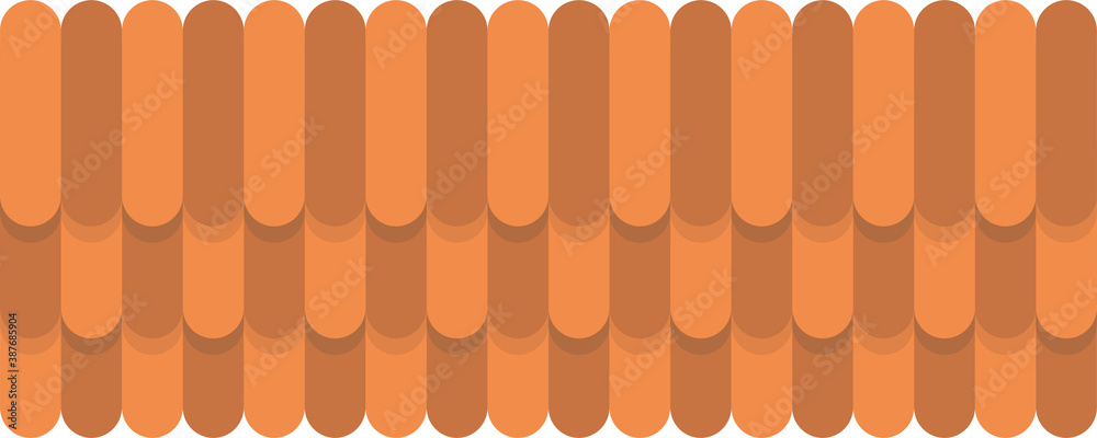 Orange colored roof tiles isolated on white background. Roofing building material. Flat infographics. Vector illustration. - obrazy, fototapety, plakaty 