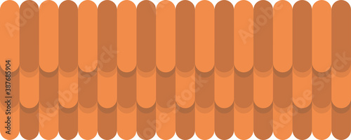 Orange colored roof tiles isolated on white background. Roofing building material. Flat infographics. Vector illustration.