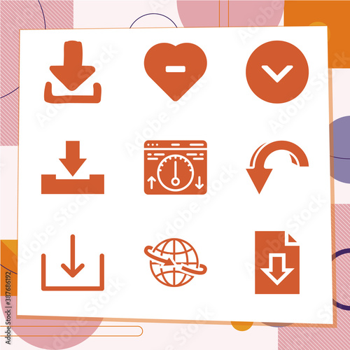 Simple set of 9 icons related to across