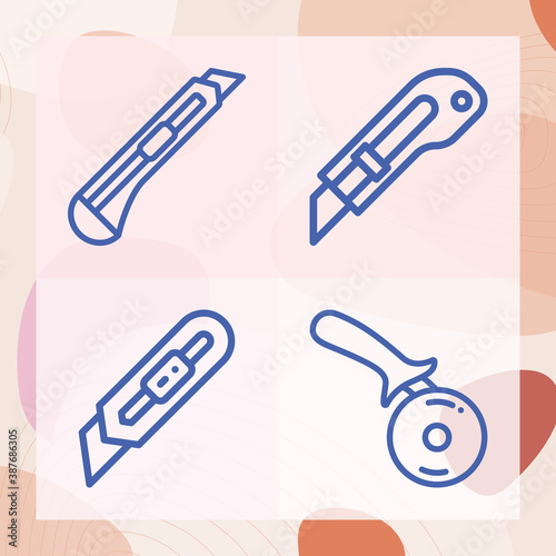 Simple set of cutting tool related lineal icons