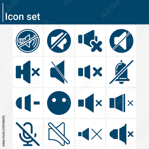 Simple set of mute related filled icons.