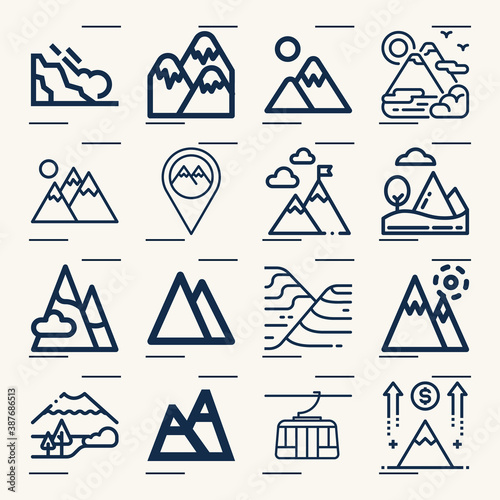 Simple set of natural elevation related lineal icons.