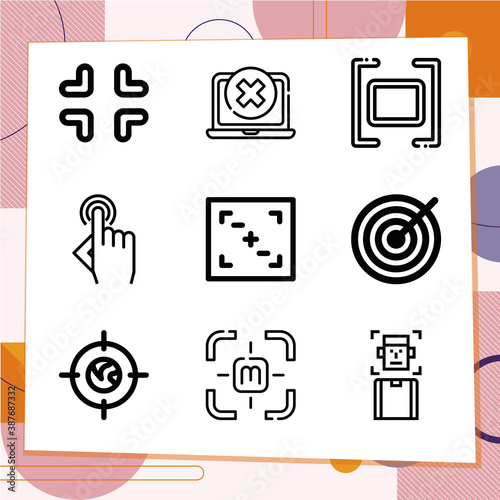 Simple set of 9 icons related to focused