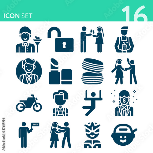 Simple set of 16 icons related to mucosal