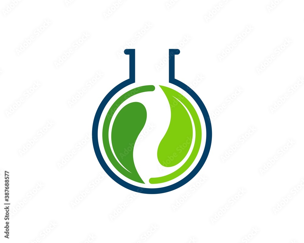 Bottle laboratory with circular leaf inside Bottle laboratory with circular leaf inside