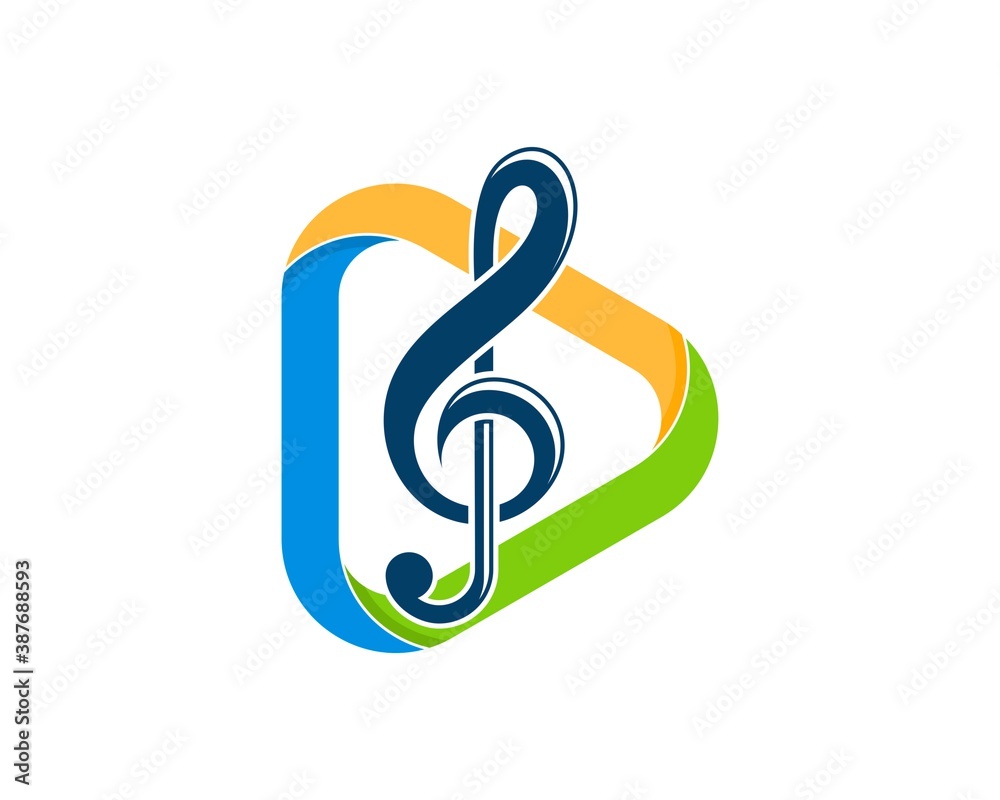 Obraz premium Abstract play button with music note inside