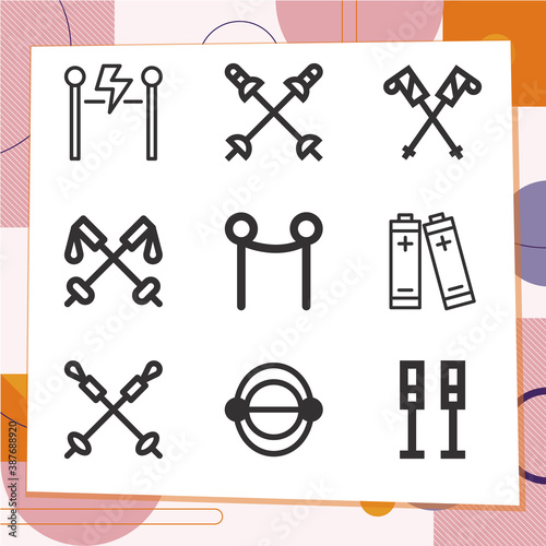 Simple set of 9 icons related to celestial pole