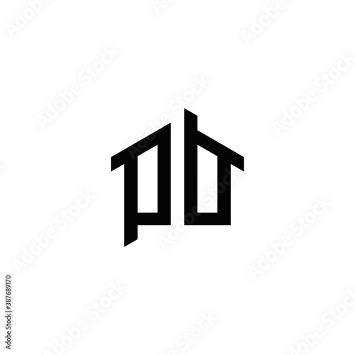 p b pb initial building logo design vector graphic idea creative