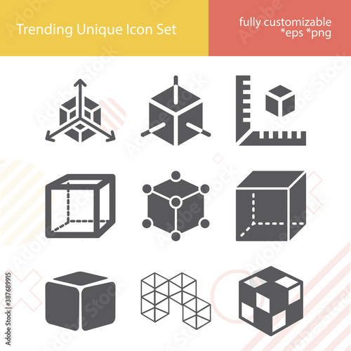 Simple set of square block related filled icons.