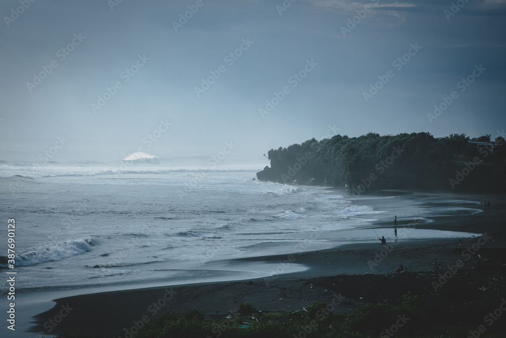 cliff and waves cliff and waves