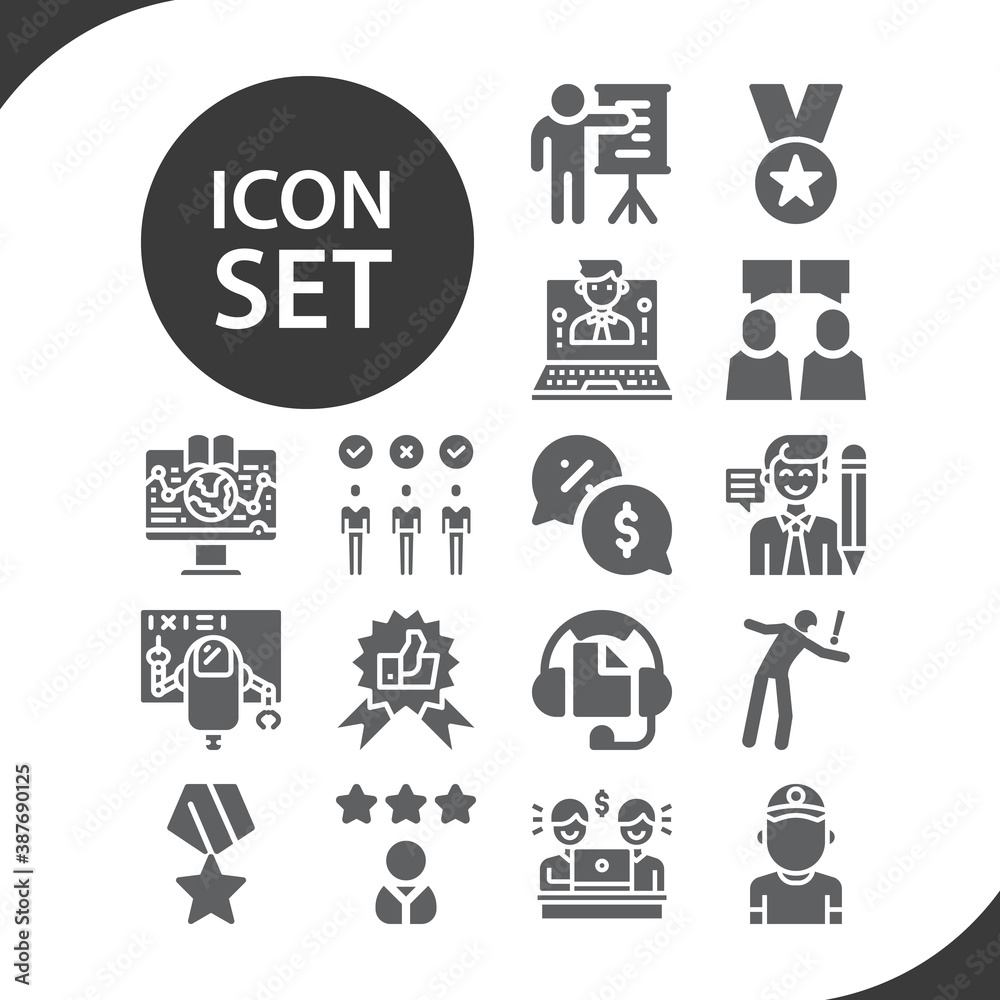 Simple set of teach related filled icons.