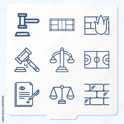 Simple set of 9 icons related to bailey