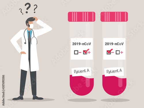 One coronavirus patient got positive and negative test results, doctors were confused about the results, the covid-19 test kit was not accurate concept.