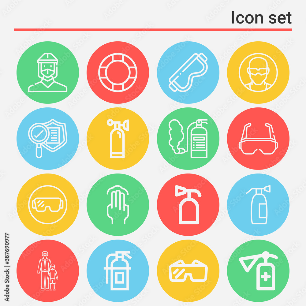 16 pack of base hit  lineal web icons set