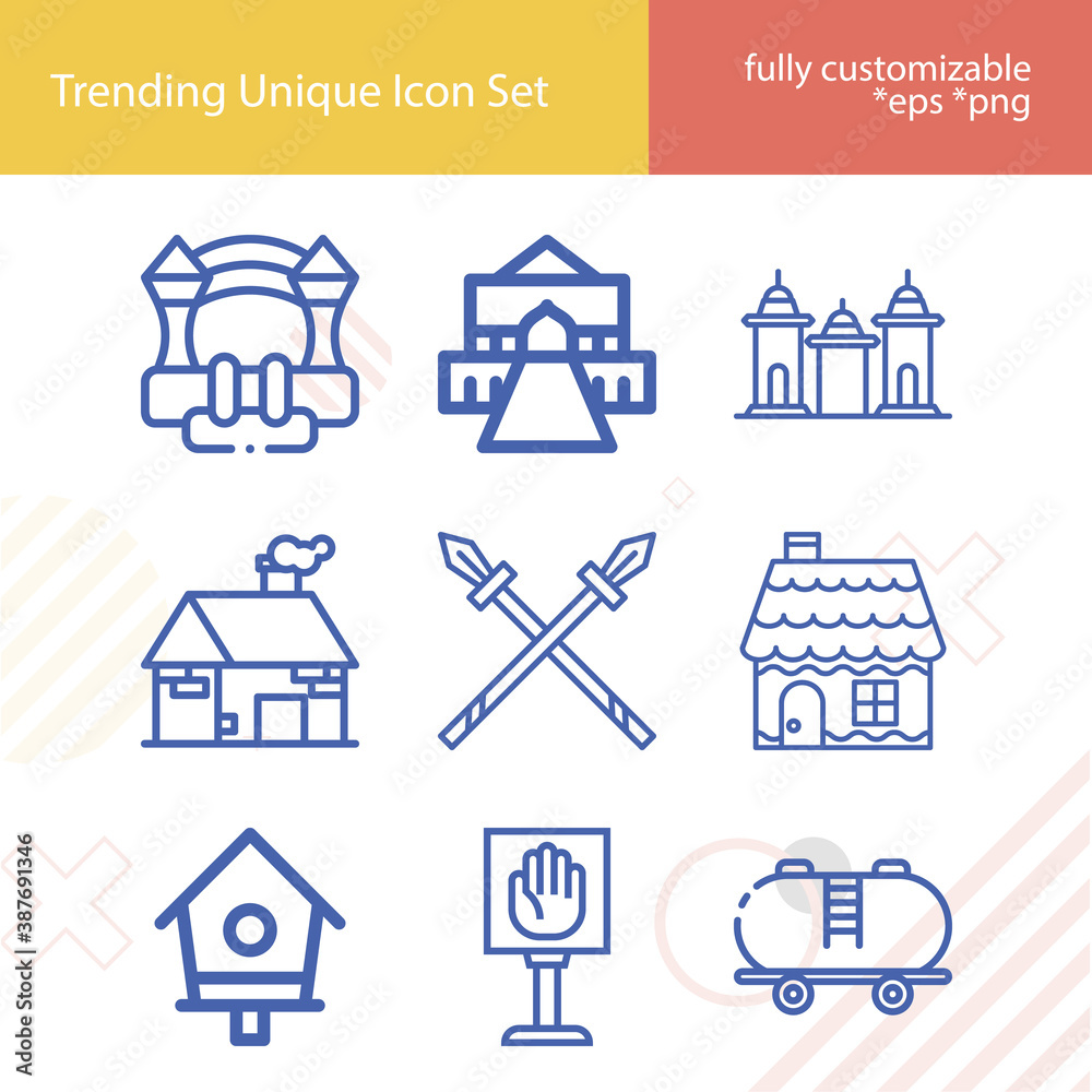 Simple set of historic related lineal icons.