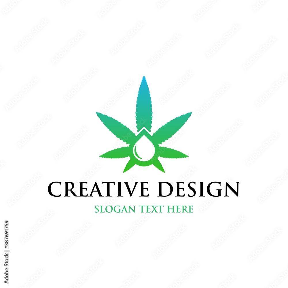 Cannabis essence oil drop logo design, Marijuana and cannabis oil drop vector. Green Marijuana Leaves, Cannabis leaf,