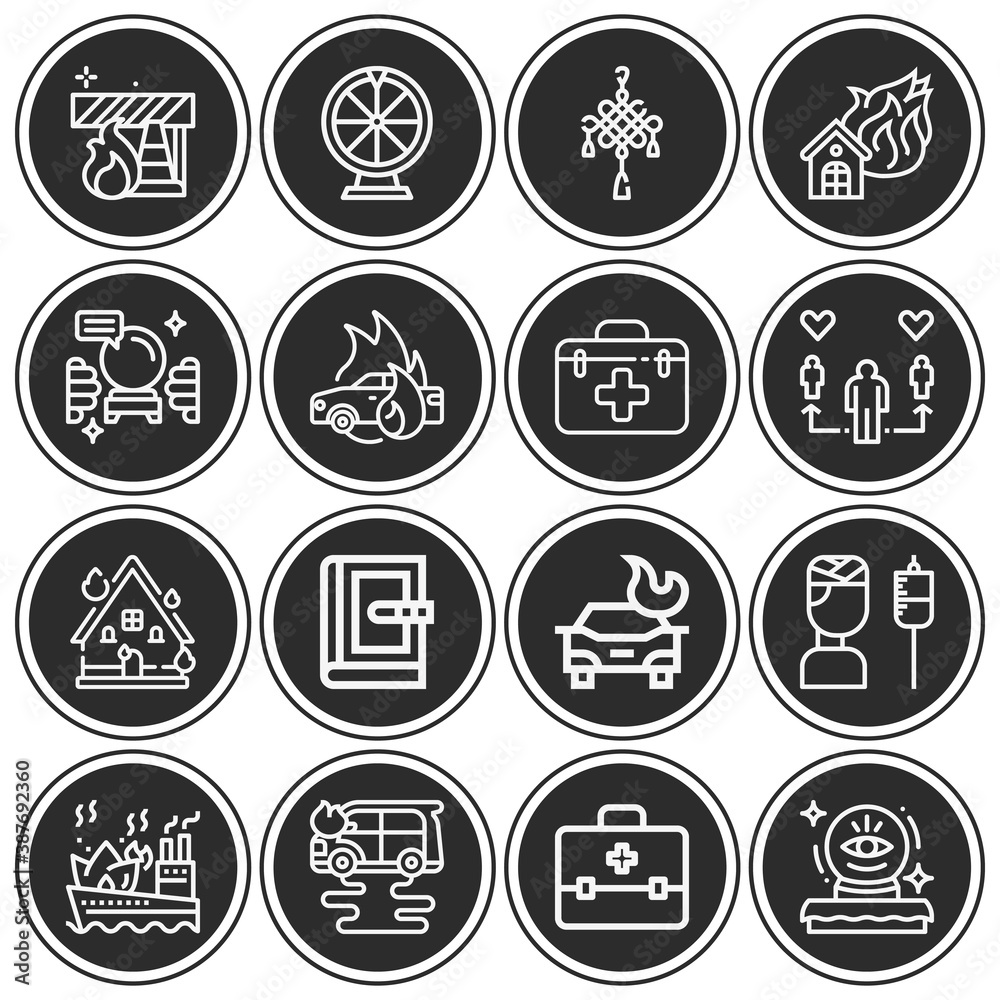 Naklejka premium 16 pack of good luck lineal web icons set