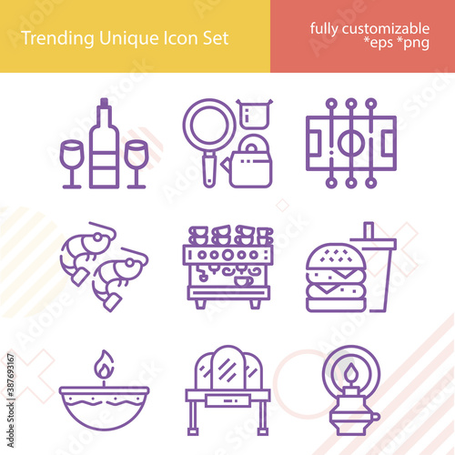 Simple set of dark related lineal icons.