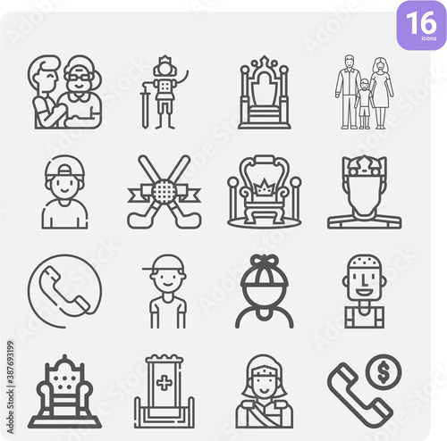 Simple set of heir related lineal icons.