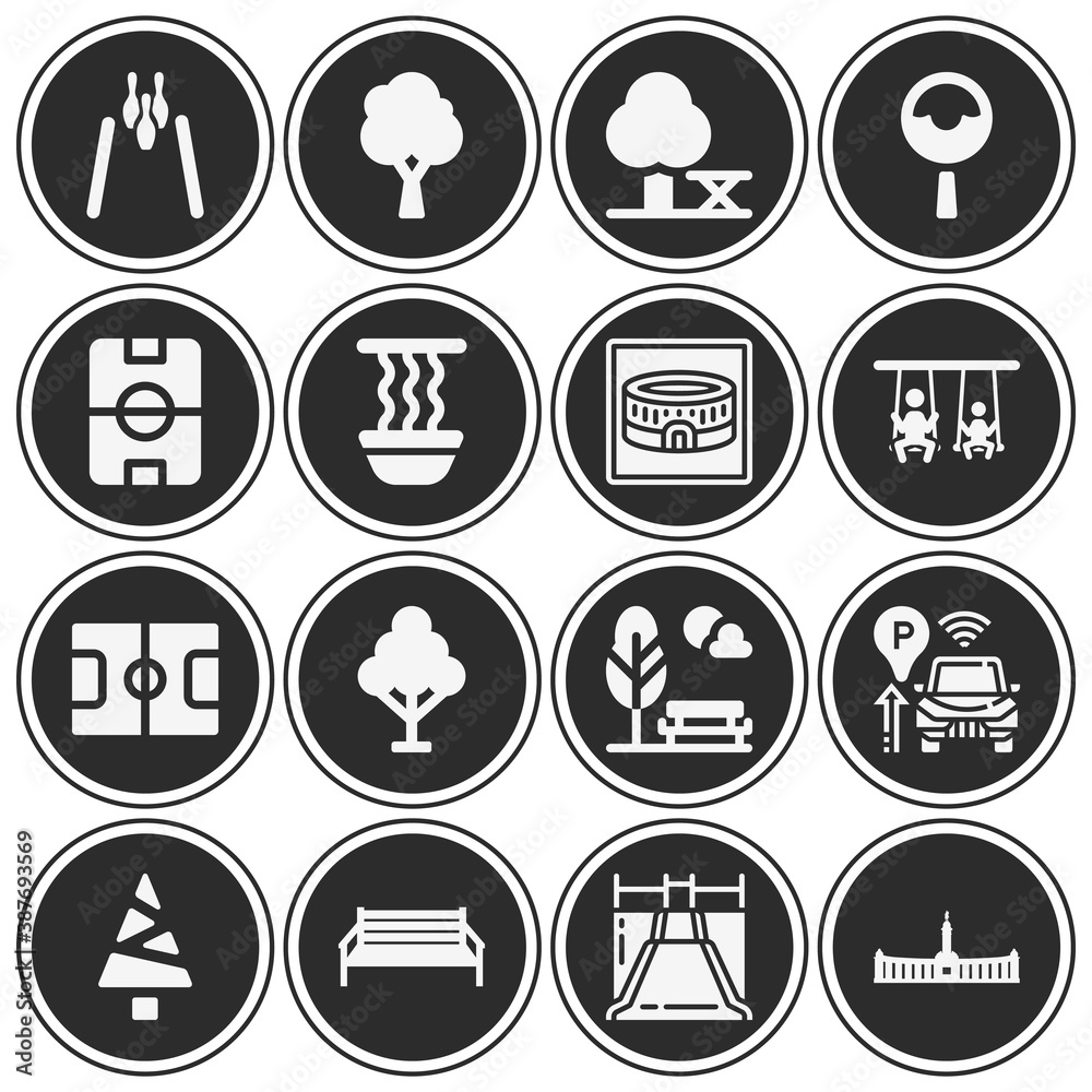 16 pack of stands  filled web icons set