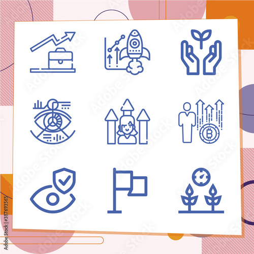Simple set of 9 icons related to receptor